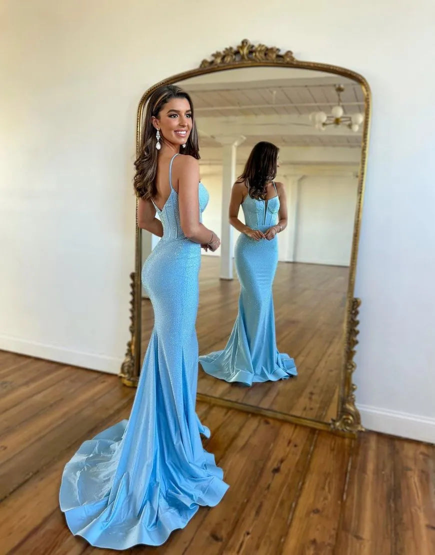 Wholesale Sexy Spaghetti Straps Long Glitter Prom Dress prom dresses with long sleeves